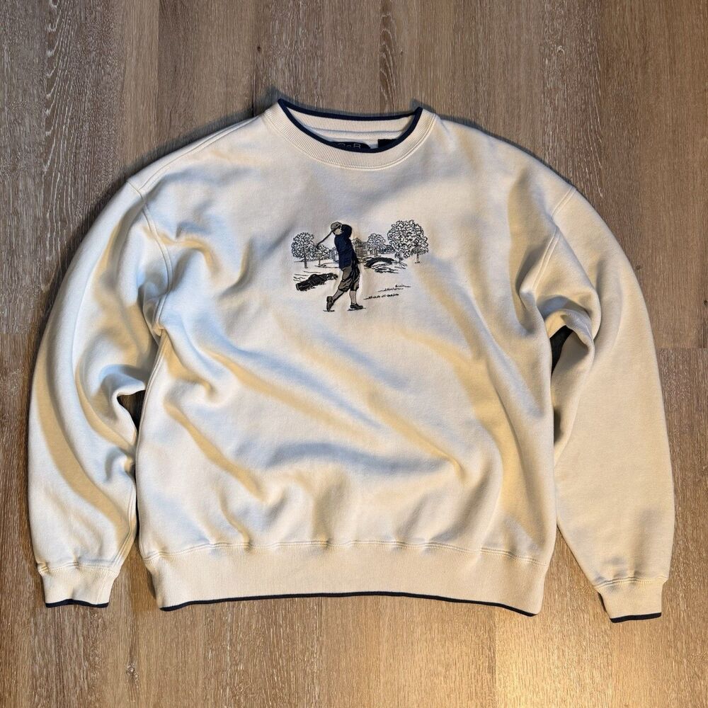 Vintage C&B Sport Embroidered Golf Crewneck Sweater Size L Croft & Barrow